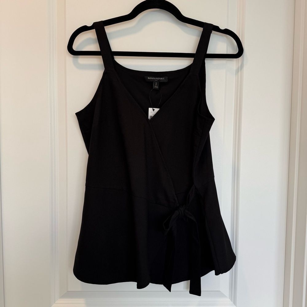 Banana Republic Black Sleeveless Wrap-Style Blouse